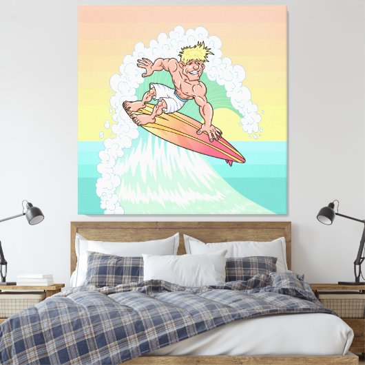 Cool Sunset Surfer Canvas Afdruk (Insitu (Slaapkamer))