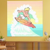 Cool Sunset Surfer Canvas Afdruk (Insitu (Woonkamer))
