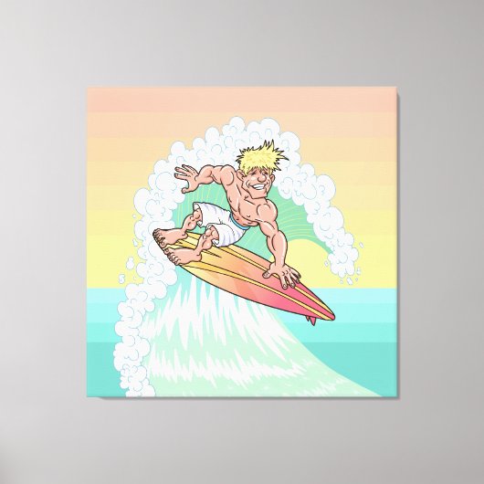 Cool Sunset Surfer Canvas Afdruk (Voorkant)