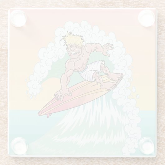 Cool Sunset Surfer Glazen Onderzetter (Achterkant)