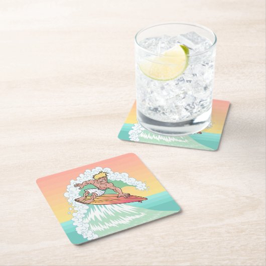 Cool Sunset Surfer Kartonnen Onderzetters (Insitu)