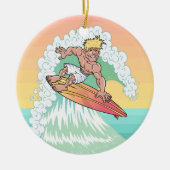 Cool Sunset Surfer Keramisch Ornament (Voorkant)