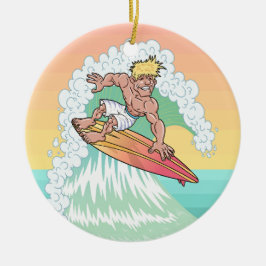Cool Sunset Surfer Keramisch Ornament