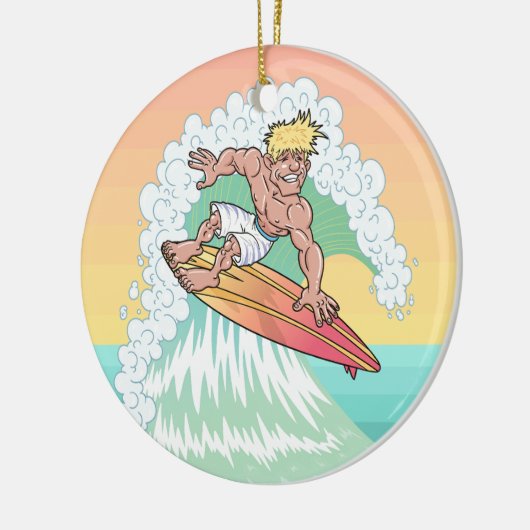 Cool Sunset Surfer Keramisch Ornament (Links)