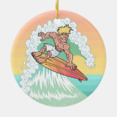 Cool Sunset Surfer Keramisch Ornament (Achterkant)