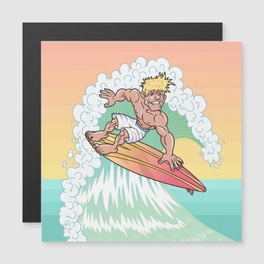 Cool Sunset Surfer Magnetische Kaart (Voorkant / Achterkant)