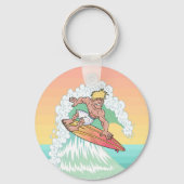 Cool Sunset Surfer Sleutelhanger (Voorkant)