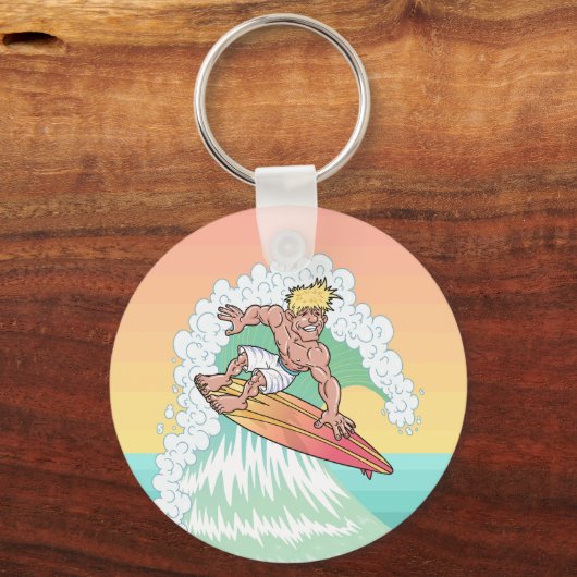 Cool Sunset Surfer Sleutelhanger (Achterkant)