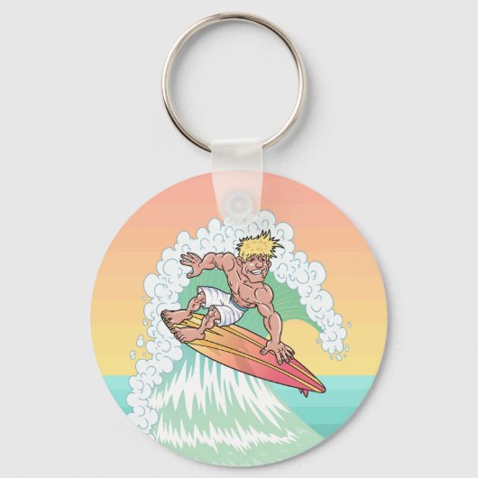 Cool Sunset Surfer Sleutelhanger (Achterkant)
