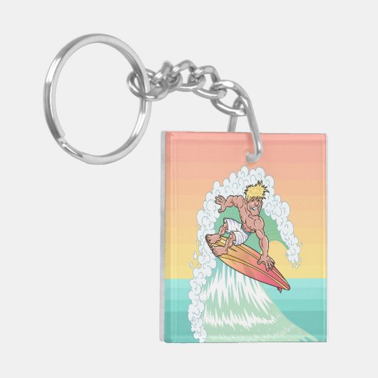 Cool Sunset Surfer Sleutelhanger (Voorkant Links)