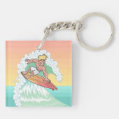 Cool Sunset Surfer Sleutelhanger (Achterkant)