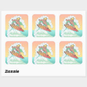 Cool Sunset Surfer Vierkante Sticker (Vel)