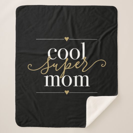Cool Super Mam Black en Gold Modern Elegant Sherpa Deken (Voorkant)