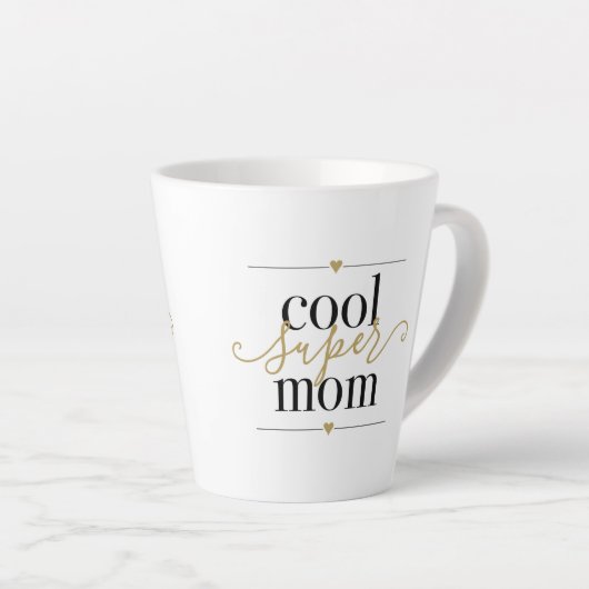 Cool Super Mam Modern Elegant Black en Gold Latte Latte Mok (Rechterhoek)