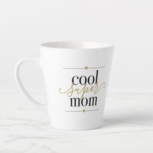 Cool Super Mam Modern Elegant Black en Gold Latte Latte Mok (Links)