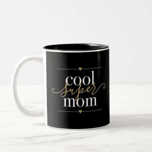 Cool Super Mam Modern Elegant Black en Gold Tweekleurige Koffiemok (Links)