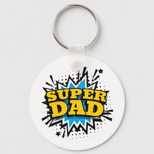 Cool Super Pap Blue Black Yellow White Sleutelhanger (Voorkant)