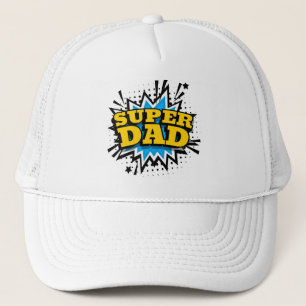 Cool Super Papa Blauw Zwart Geel Wit Trucker Pet