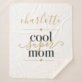 Cool Superer mam, speciaal gepersonaliseerd zwart  Sherpa Deken (Voorkant)