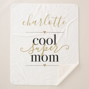 Cool Superer mam, speciaal gepersonaliseerd zwart Sherpa Deken