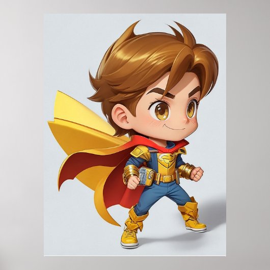 Cool Superheld Comic Jongen AI Kunst Poster (Voorkant)