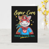 Cool superheld eenhoorn kaart (Gele Bloem)