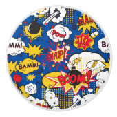 Cool superheld stripboek patroon keramische knop (Voorkant)