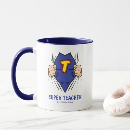 Cool Superheld Teacher Mok (Met donut)