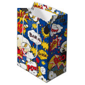 cool superheld word art betegeld patroon medium cadeauzakje (Voorkant Gekanteld)