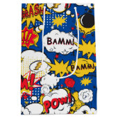 cool superheld word art betegeld patroon medium cadeauzakje (Achterkant)