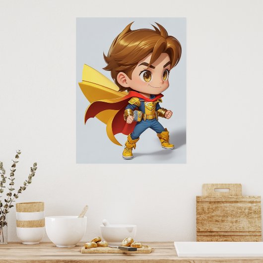 Cool Superhero Comic Boy AI Art Poster (Keuken)