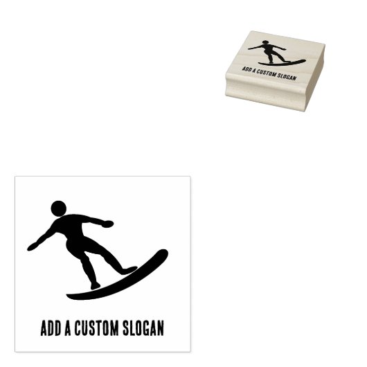 Cool Surfboard Guy Catching the Waves - eigen teks Rubberstempel (Gestempeld)