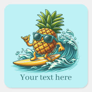 Cool surfen ananas tekst toevoegen Zomer Vierkante Sticker