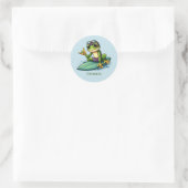 Cool surfen kikker naam toevoegen ronde sticker (Tas)
