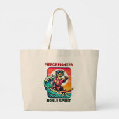 Cool Surfen Otter in Hawaiian Shirt Grote Tote Bag (Achterkant)