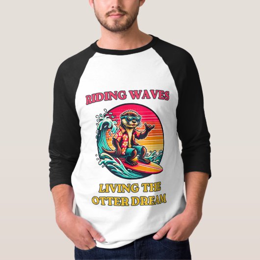 Cool Surfen Otter Rijden op de golven T-shirt (Voorkant)
