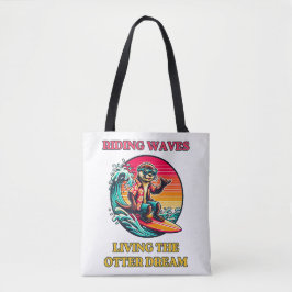 Cool Surfen Otter Rijden op de golven Tote Bag