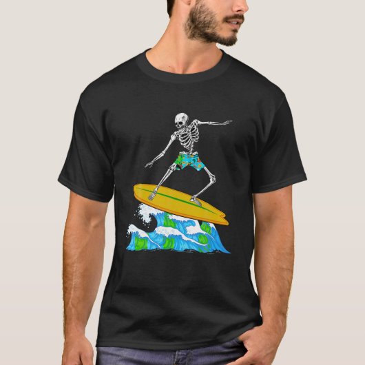 Cool surfen voor mannen vrouwen Skeleton Surfer Su T-shirt (Voorkant)