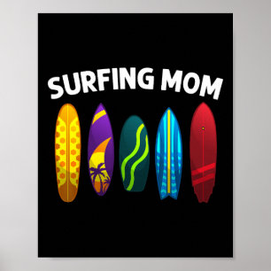 Cool Surfen Voor Moeder Mama Surfer Surfplank Stra Poster