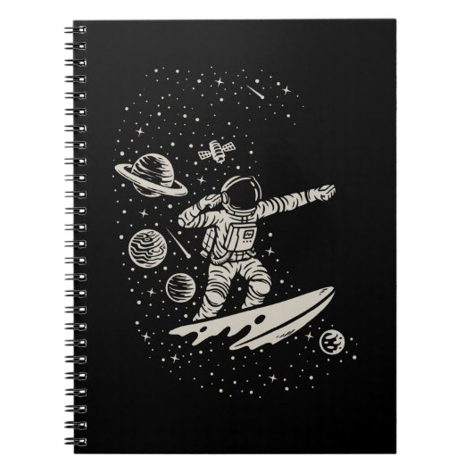 Cool Surfende Astronaut Space Planets Cosmonaut Notitieboek (Voorkant)
