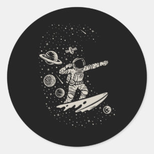 Cool Surfende Astronaut Space Planets Cosmonaut Ronde Sticker