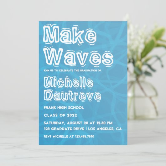 Cool Surfer Graduation Party Foto Kaart (Staand voorkant)