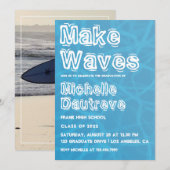 Cool Surfer Graduation Party Foto Kaart (Voorkant / Achterkant)