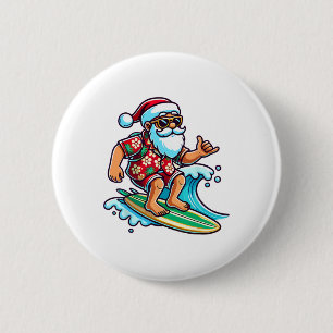 Cool Surferende Kerstman Kerstmis In Juli Zomer St Ronde Button 5,7 Cm