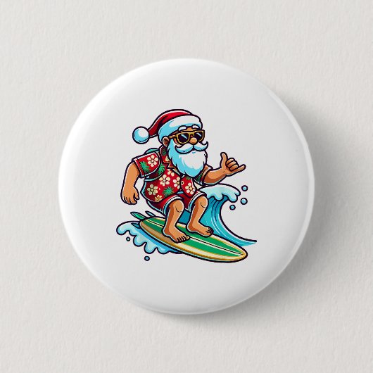 Cool Surferende Kerstman Kerstmis In Juli Zomer St Ronde Button 5,7 Cm (Voorkant)