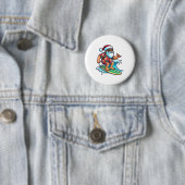 Cool Surferende Kerstman Kerstmis In Juli Zomer St Ronde Button 5,7 Cm (In situ)
