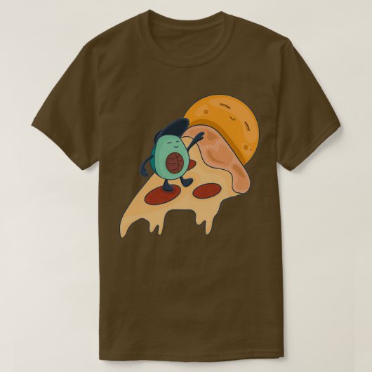 Cool Surfing Avocado op een stukje Pizza T-shirt (Design voorkant)