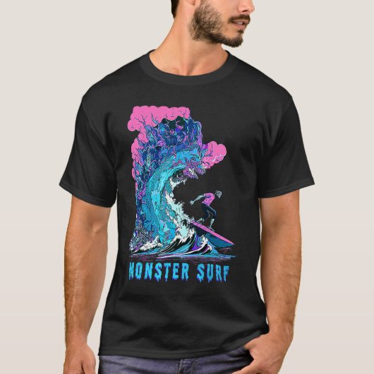 Cool Surfing Monster Surf Hang Ten Riding Big Wave T-shirt (Voorkant)
