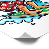 Cool Surfing Santa Christmas In July Summer Beach  Poster (Hoek)