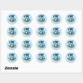Cool surfing shark naam toevoegen ronde sticker (Vel)